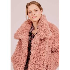 Goldie Teddy Coat in Dusty Pink
